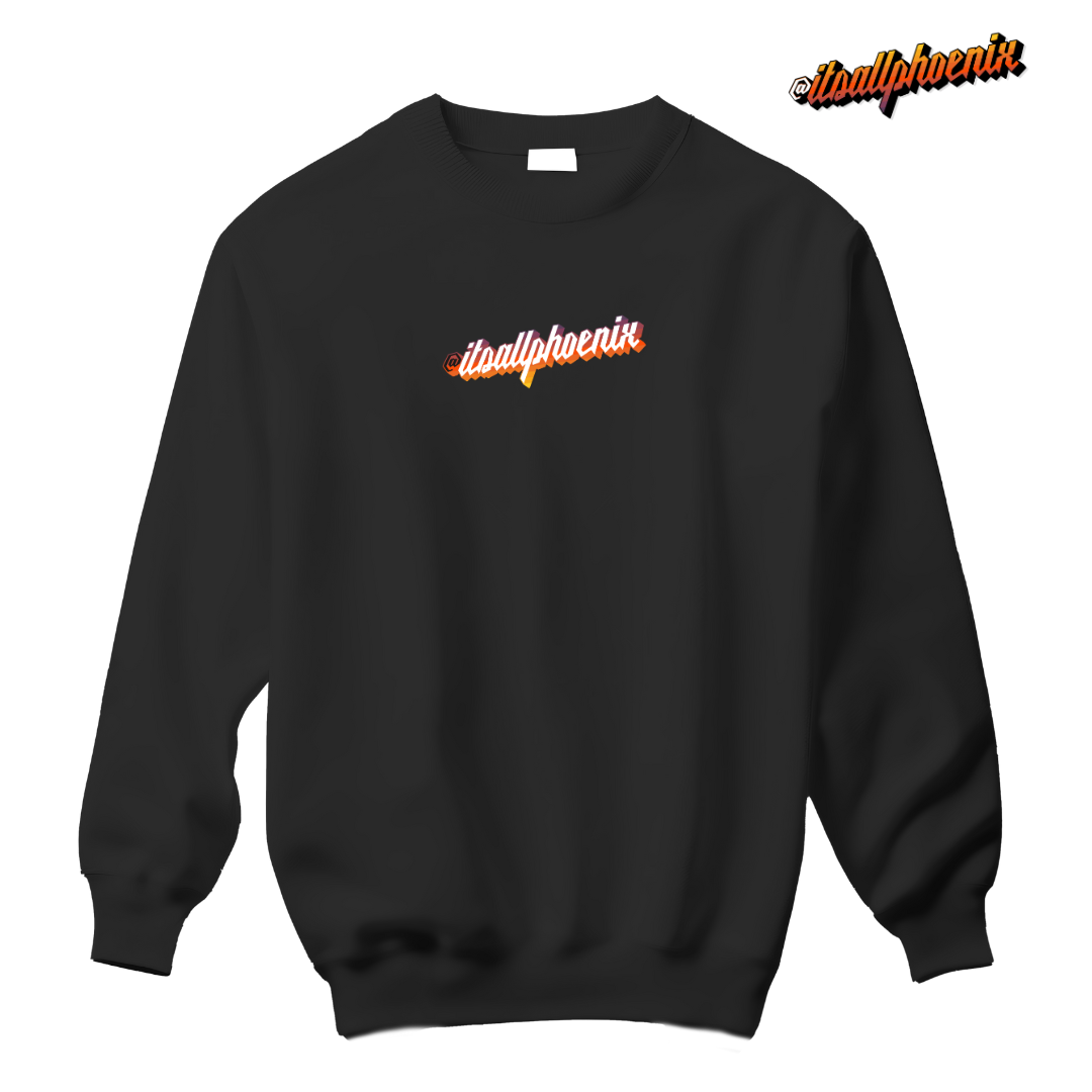 Stacked Logo Design Black Crewneck Sweater